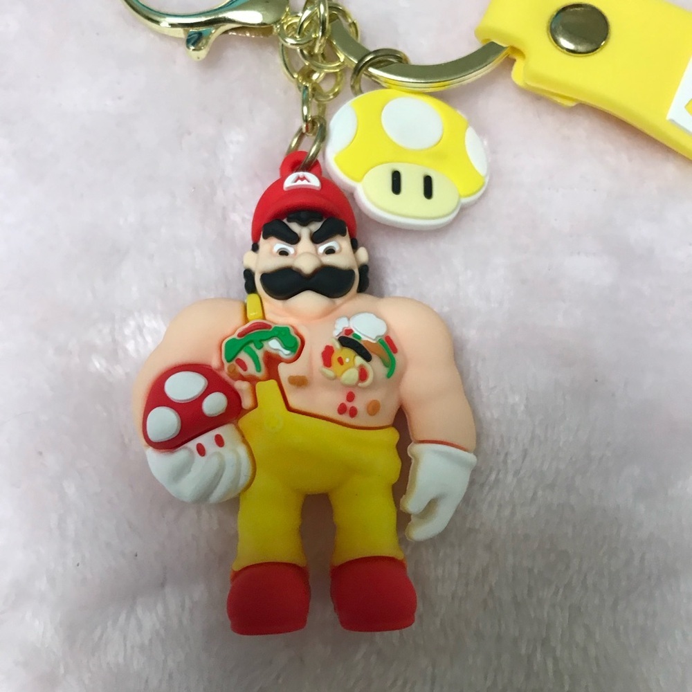 ✨✨5/$10✨✨ Muscle Super Mario 3D Silicone Keychain New